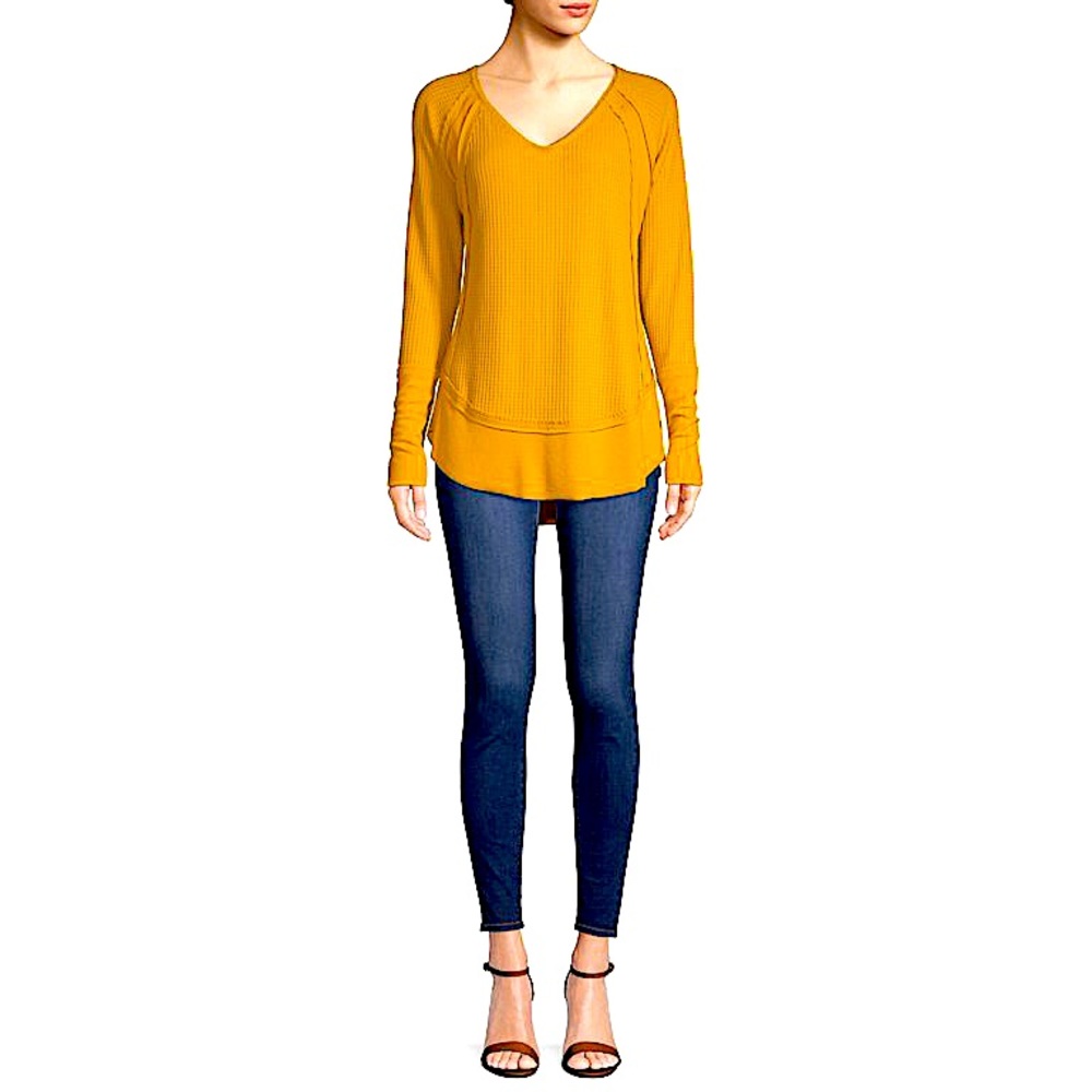 WAFFLE TUNIC TEE | Barely worn, oversized, comfy feel, vibrant sunshine color!